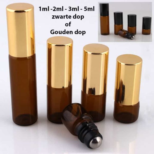 roller flesjes glas amber bruin lege parfum roll on fles essentiele olien