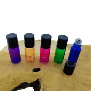 rollerflesjes 3ml gekleurd glas zwarte dop lege parfumrollers rvs roller