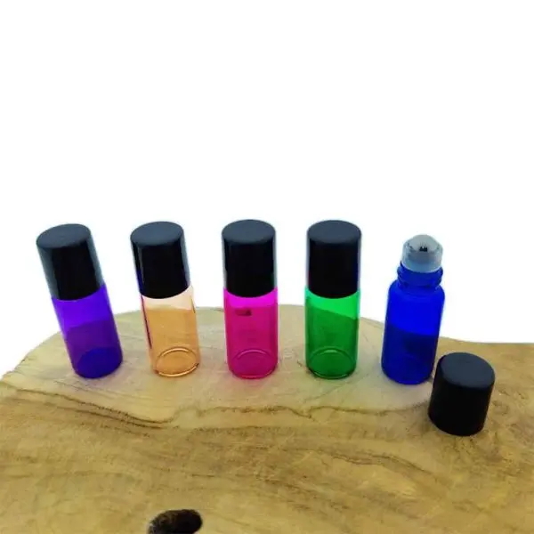 rollerflesjes 3ml gekleurd glas zwarte dop lege parfumrollers rvs rollerbal