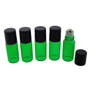 rollerflesjes 3ml groen glas zwarte dop lege parfumrollers rvs roller