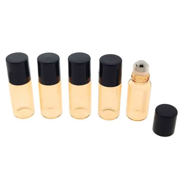 rollerflesjes 3ml oranje glas zwarte dop lege parfumrollers rvs rollerbal