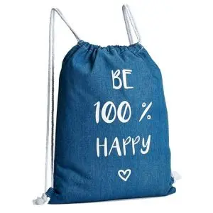 rugtas be 100 happy denim rugzak trekkoord