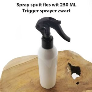 spray spuit fles wit 250ml transparant trigger sprayer verstuiver pomp zwart