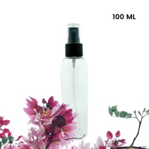 sprayflesje 100ml pet fles transparant r verstuiver spraydop zwart glans