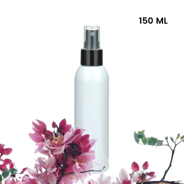 sprayflesje 150ml pet fles wit r verstuiver spraydop zwart glans