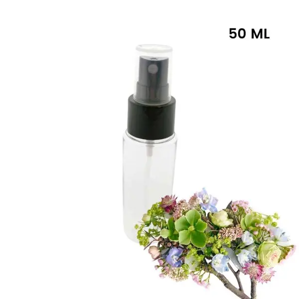 sprayflesje 50ml pet fles transparant verstuiver spraydop zwart