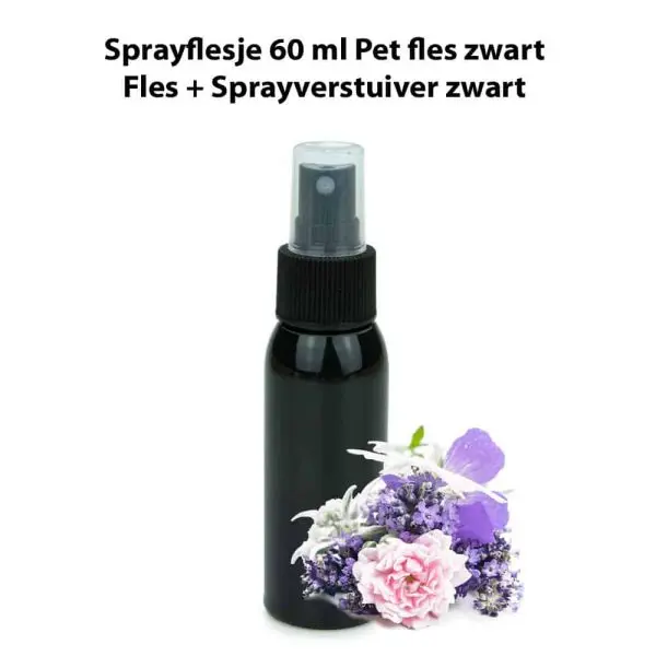 sprayflesje 60ml spray pet fles zwart verstuiver spraydop zwart