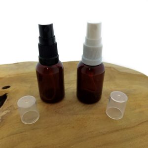 sprayflesje amber bruin 30ml pet fles spray verstuiver wit zwart