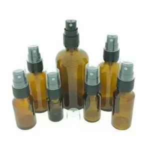Sprayflesjes Amber Bruin Glas DIN18 + Spraydop verstuiver zwart