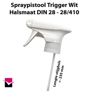 spraypistool witte spray trigger spuitpistool fleshals din28 28 mm