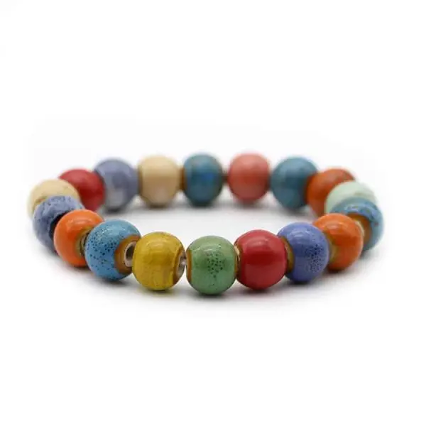 stenen armband bol rond multicolor keramiek