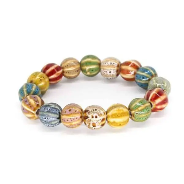 stenen armband pompoen klein multicolor keramiek