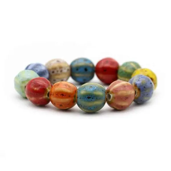 stenen armband pompoen multicolor keramiek