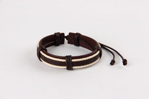 Armband bruin leer touw vintage
