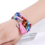 wikkelarmband rozenkwarts natuurstenen armband chakra reiki yoga mala