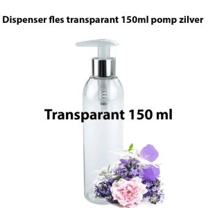 zeepdispenser fles transparant 150ml dispenser pomp zilver olie lotion zeep fles