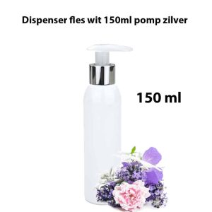 zeepdispenser fles wit 150ml dispenser pomp zilver olie lotion zeep fles