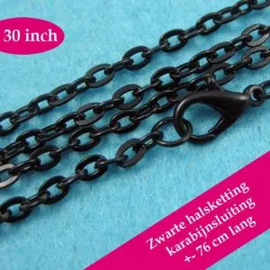 zwarte halsketting losse kabel ketting karabijnsluiting 1